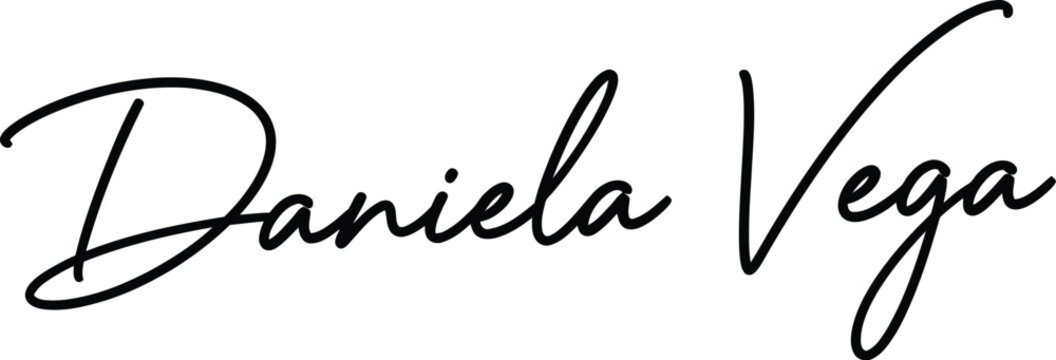 A elegant signature of Daniela Vega in black cursive font on a white background