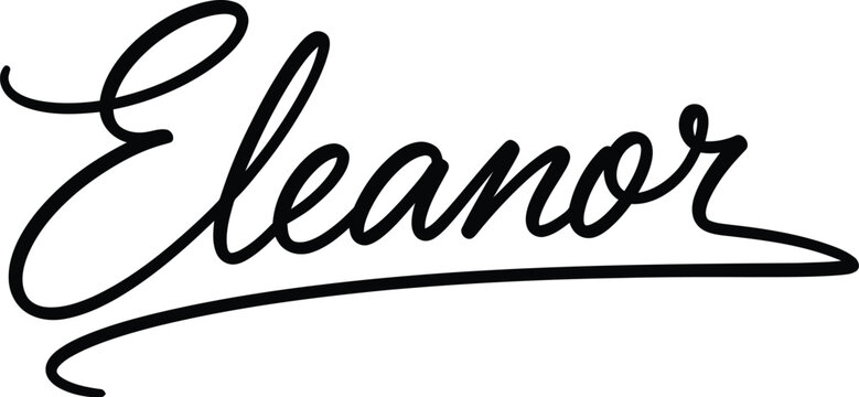 A elegant black cursive signature of the name Eleanor on a white background