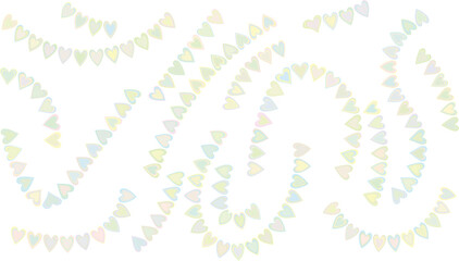 Fototapeta premium Pastel heart garlands and scattered hearts bunting