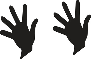 Fototapeta premium Two black hand silhouettes spread open on white background