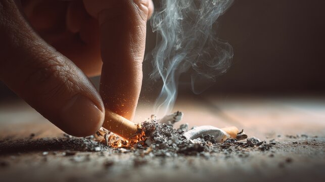 Healthy choice moment: ending a cigarette and choosing wellness