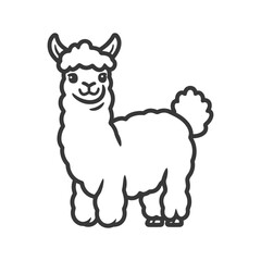 Fototapeta premium A charming illustration of a standing fluffy alpaca animal