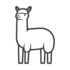 Fototapeta premium Simple black and white illustration of a standing llama animal