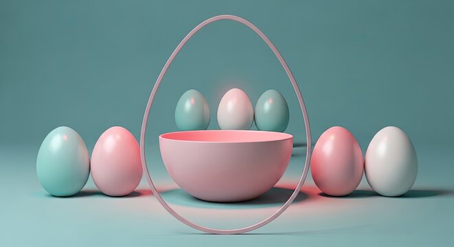 Easter sunday eggs and basket pastel colors holiday celebration