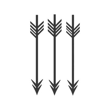 Three downward pointing arrows arranged in symmetrical vertical fashion
