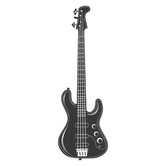 Naklejka premium A simple monochrome image of a four string bass guitar