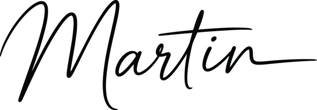 A stylish black signature of the name Martin on a white background