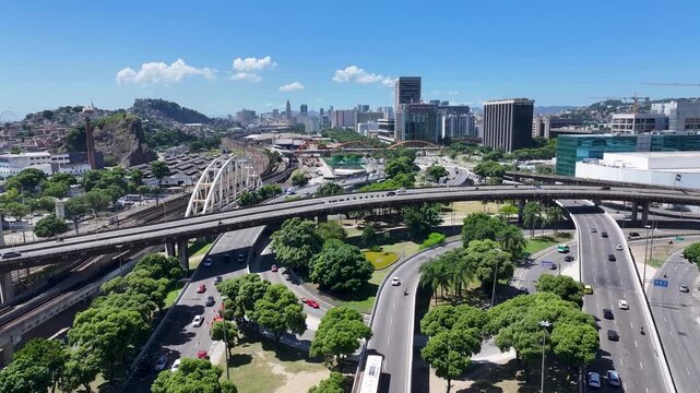 Rio De Janeiro Skyline In Rio De Janeiro In Brazil. Beautiful Day Scenery. Downtown City. Transport Skyline. Rio De Janeiro Skyline In Rio De Janeiro In Brazil. Tourism Landmark. 