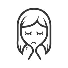 Obraz premium A simple black and white illustration of a sad womans face