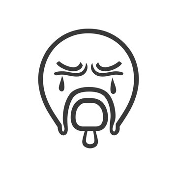 A stylized illustration of a crying face expression of sadness