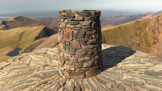 Panoramic View from The Summit of Yr Wyddfa Snowdon, Snowdonia National Park, Eryri, Gwynedd, North Wales, UK