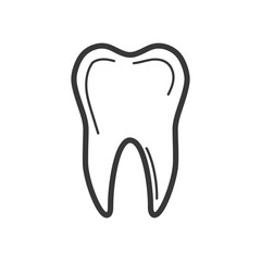 Obraz premium Simple black and white outline of a human molar tooth
