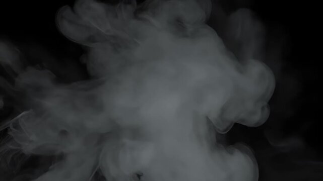 White thick smoke rising from corners and filling black background