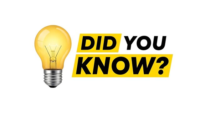 A bright lightbulb with a did you know question on transparent background