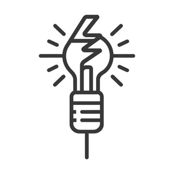 Graphic depiction of a fractured glowing electric light bulb
