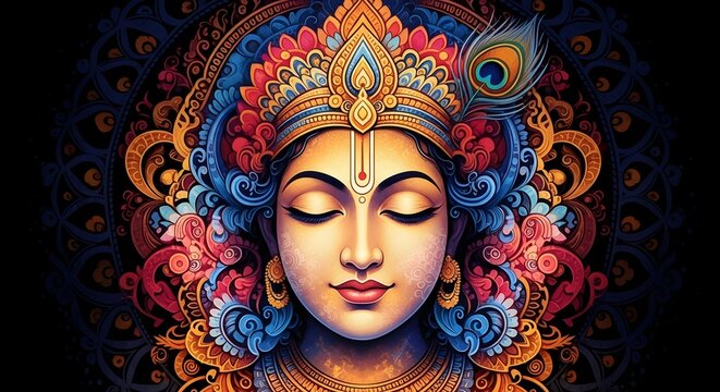 Sri krishna divine portrait a spiritual representation of lord krishna