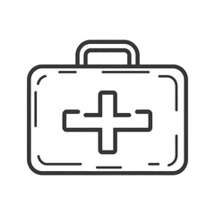 Obraz premium A simple drawing of a first aid kit with cross symbol