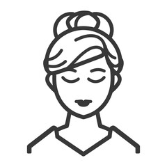 Fototapeta premium A simple line drawing depicting a woman with her eyes closed