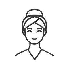 Obraz premium A simplified illustration of a woman with a towel on her head