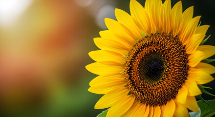 Obraz premium Vibrant sunflower in full bloom with dark center