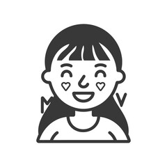 Obraz premium Simple drawing of a smiling girl with heart shaped facial markings