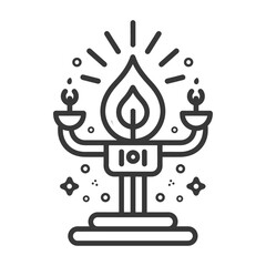 Fototapeta premium A stylized black and white image of a lit candelabra
