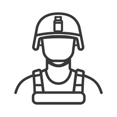Obraz premium A line art image depicting a soldier in protective gear