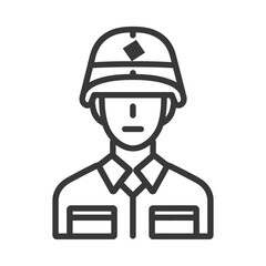 Obraz premium A simple illustration depicting a person wearing a military style helmet