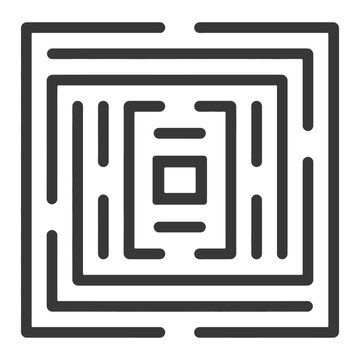A simple maze with a square center and many pathways