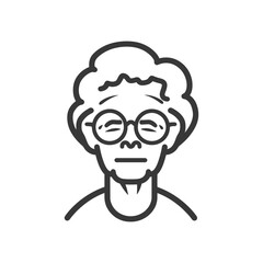 Fototapeta premium An elderly woman wearing glasses shown in a simple illustration style