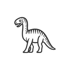 Obraz premium A stylized outline drawing of a friendly plant eating dinosaur