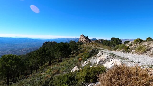 Panoramic view on hiking trail to Maroma peak, Sierra Tejeda, Spain 