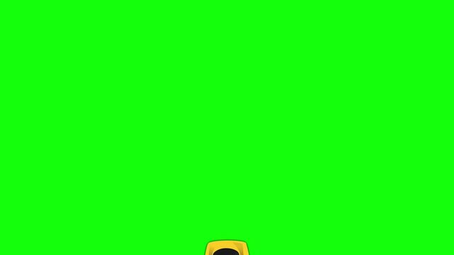 Yellow Sports Car Top View 2D Animation Moving Vertically Downward on Green Screen Chroma Key Backdrop