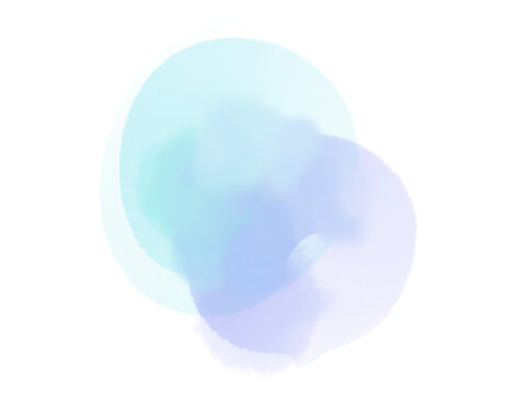 ブルー系の丸くにじむ水彩のかわいい水彩背景素材