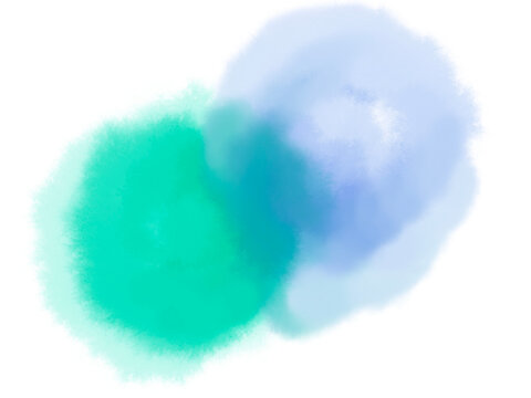 ブルーやライトグリーンの丸くにじむ水彩のかわいい水彩あしらい素材