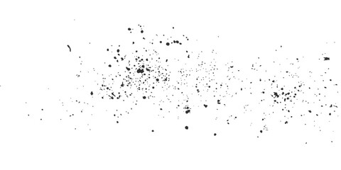 Fototapeta premium Grunge black ink splat and watercolor paint splashes create a liquid splatter pattern with flying stains and vector drop textures on a white light background for art and wallpaper design