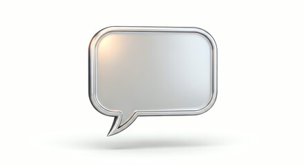 Naklejka premium Blank Silver Speech Bubble Icon Isolated on White Background, Communication Concept