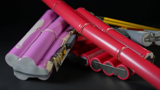 Batteries AA type on black background as an example of rare earths metals use in smart devices, electric vehicles and are hard to mine and separate cleanly