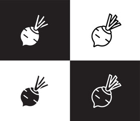 Fototapeta premium beetroot icon. Outline and filled beetroot icon from vegetables and fruits collection. Thin line and Solid vectors isolated on black, white background. Editable beetroot symbol