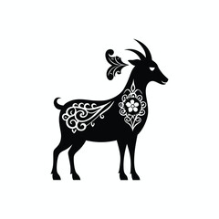 Fototapeta premium Decorative goat silhouette with Islamic patterns Eid ul Adha Qurbani minimal vector
