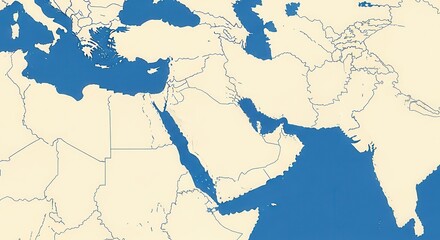 Fototapeta premium Detailed map of Iran highlighting Hormuz Strait with blue color fill and geographic borders