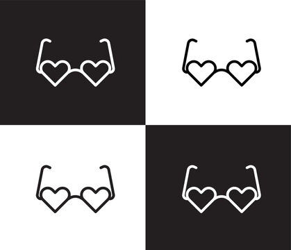 heart eyeglasses icon. Outline and filled heart eyeglasses icon from fashion and things collection. Thin line and Solid vectors isolated on black, white background. Editable heart eyeglasses symbol