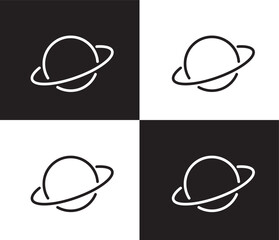 planet saturn icon. Outline and filled planet saturn, saturn icon from education collection. Thin line and Solid vectors isolated on black, white background. Editable planet saturn symbol © Abstract