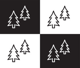 Obraz premium christmas trees icon. Outline and filled christmas trees, christmas icon from ecology collection. Thin line and Solid vectors isolated on black, white background. Editable christmas trees symbol