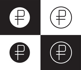 Obraz premium ruble icon. Outline and filled ruble icon from culture and civilization collection. Thin line and Solid vectors isolated on black, white background. Editable ruble symbol