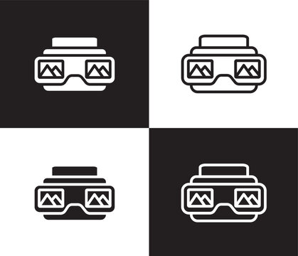 stereoscope icon. Outline and filled stereoscope icon from artificial intellegence collection. Thin line and Solid vectors isolated on black, white background. Editable stereoscope symbol