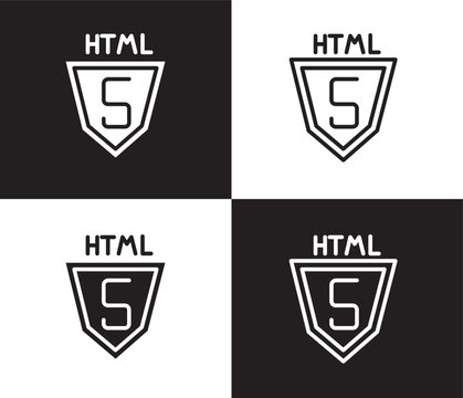 html5 icon. Outline and filled html5 icon from information technology collection. Thin line and Solid vectors isolated on black, white background. Editable html5 symbol