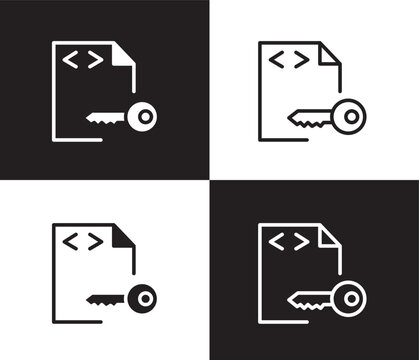 encripted file icon. Outline and filled encripted file icon from information technology collection. Thin line and Solid vectors isolated on black, white background. Editable encripted file symbol