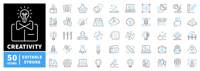 Creativity editable line icons set: design and innovation symbols, linear style © Jocelyn_Flores