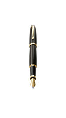 Naklejka premium Elegant Black Fountain Pen with Gold Accents Isolated